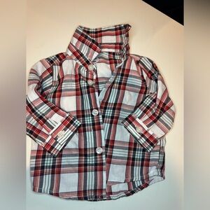Wonder Nation Red and White Plaid Button Down Shirt